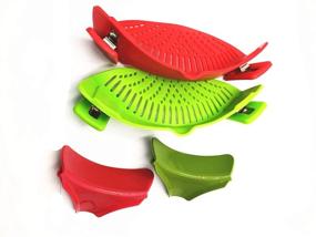 img 1 attached to 🍳 XYY 2 Packs Strain Pan Strainer: Convenient Clip-on Silicone Strainer for Effortless Food Draining and Liquid Pouring in Any Pan or Bowl (Red+Green)