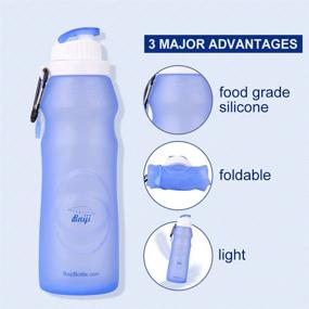 img 1 attached to Baiji Bottle Silicone Water Bottles for Sports and Camping, 20 Oz. - Easy-to-Clean and Store, Blue and Pink