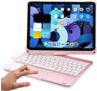 📱 enhanced ipad pro keyboard case: 360° rotation, touchpad, bluetooth, backlit, pencil holder (rose gold) logo