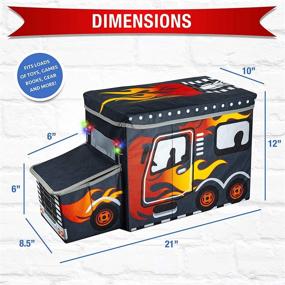 img 3 attached to 🏎️ Интерактивный светящийся LED-игрушечный ящик для мальчиков - размер Джуниор, KAP декоративный грузовик для хранения детей - складной ящик для хранения игрушек - органайзер "Pop up" (коллекция гоночных машин)