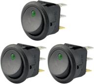 autoec green led toggle switch control for cars, trucks, and rocker vehicles - 3pc set, on-off, 12v logo