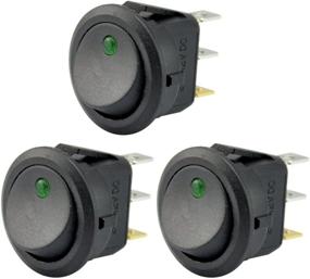 img 4 attached to AutoEC Green LED Toggle Switch Control for Cars, Trucks, and Rocker Vehicles - 3pc Set, On-Off, 12V