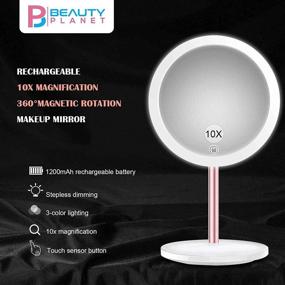 img 2 attached to 10x Magnifying Lighted Makeup Mirror: 💡 Rechargeable, Portable, and Dimmable - Perfect for Travel!