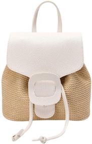 img 1 attached to 🎒 YAOSEN Women's Straw Backpack Hipster Summer Travel Daypack Bag, Drawstring Crochet Woven Style (Medium, White), One Size