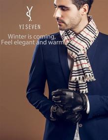 img 3 attached to 🧤 YISEVEN Touchscreen Lambskin Cashmere Motorcycle Men's Accessories: Ultimate Style, Warmth, and Functionality!