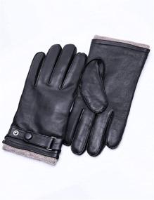 img 1 attached to 🧤 YISEVEN Touchscreen Lambskin Cashmere Motorcycle Men's Accessories: Ultimate Style, Warmth, and Functionality!