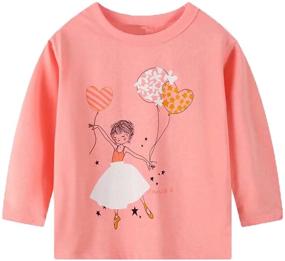 img 3 attached to 🐘 Adorable and Comfortable Rabbit Elephant 100% Cotton Little Girls Top with Long Sleeves – Perfect Toddler Kids T-Shirt in Pink (Available in Sizes 18M-6T)