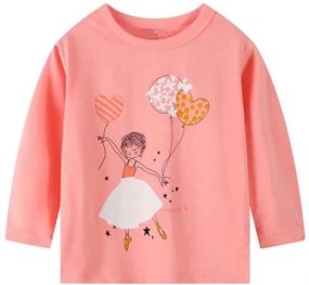 img 2 attached to 🐘 Adorable and Comfortable Rabbit Elephant 100% Cotton Little Girls Top with Long Sleeves – Perfect Toddler Kids T-Shirt in Pink (Available in Sizes 18M-6T)