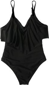 img 1 attached to 👙 RUUHEE Flounce Control Swimsuit for Women's Clothing with Ruffled Design