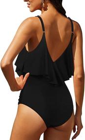 img 3 attached to 👙 RUUHEE Flounce Control Swimsuit for Women's Clothing with Ruffled Design