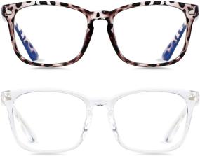 img 4 attached to 👓 2 Pack Blue Light Blocking Glasses for Men and Women - Anti Eye Strain Clear Bluelight Blocker with Leopard Crystal Design