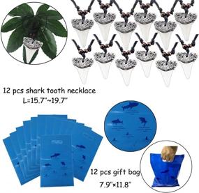 img 1 attached to 🦈 66-Piece Shark Party Favor Supplies Pack - Including Shark Tooth Necklace, Tattoo Sticker, Gift Bag, Bracelet, Pin Back Button - Perfect for Under the Sea Themed Birthdays and Goody Bags