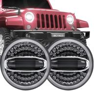 🔦 upgraded 7 inch led halo headlights for jeep wrangler jk - black logo