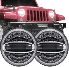 img 4 attached to 🔦 Улучшенные фары с LED-подсветкой "Halo" диаметром 7 дюймов для Jeep Wrangler JK - черные