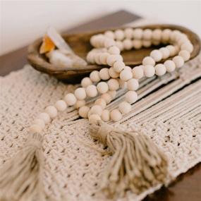 img 1 attached to 🏡 DICOBD Farmhouse Beads Wood Bead Garland with Tassels: Rustic Wooden Decor for Farmhouse Tiered Tray and Wall