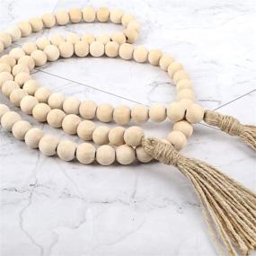img 2 attached to 🏡 DICOBD Farmhouse Beads Wood Bead Garland with Tassels: Rustic Wooden Decor for Farmhouse Tiered Tray and Wall