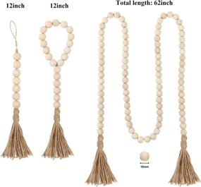 img 3 attached to 🏡 DICOBD Farmhouse Beads Wood Bead Garland with Tassels: Rustic Wooden Decor for Farmhouse Tiered Tray and Wall