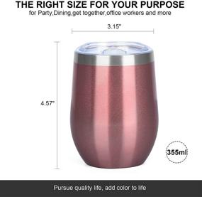 img 3 attached to 🍷 Rose Gold 12 Oz Insulated Wine Tumbler with Lid - Double Wall Vacuum Stainless Steel Wine Glass Coffee Mug - Ideal Insulated Tumbler Cup for Champagne, Cocktail, Beer - 1 Pack