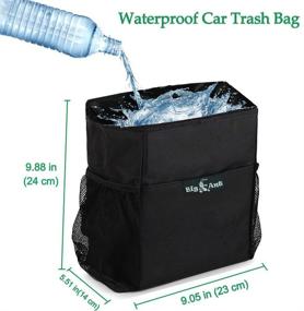 img 2 attached to 🚗 Автомобильная мусорная сумка с крышкой и карманами для хранения от Big Ant, не пропускающая жидкость