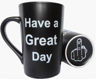 🎁 mauag funny christmas gifts - unique coffee mugs for a great day! cute cool ceramic cup in black, ideal for best holiday and birthday gag gifts - 12 oz logo