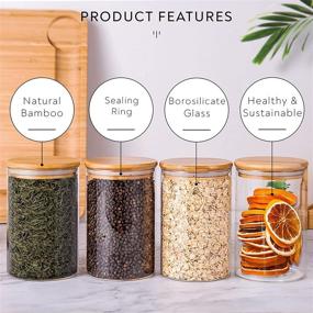 img 2 attached to 🍱 Laramaid 35oz 4Packs Glass Jars Set with Bamboo Lids - Ultimate Food Storage Canisters for Home, Kitchen, and Pantry Organization