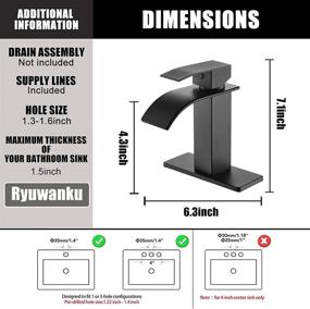 img 3 attached to Ryuwanku Matte Black Waterfall Bathroom Faucet: Modern Design with Single Handle, Ideal for 1 or 3 Holes, includes Deck Plate and Hose