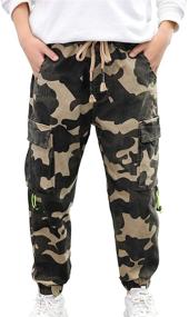 img 4 attached to Comfortable and Stylish CNMUDONSI Boys Pull On Drawstring Jogger Pants for Casual Camouflage Comfort