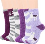 🧦 warm fuzzy women's athletic socks with grip - ideal for yoga, pilates, and winter cozy comfort - christmas & plush socks for adults логотип