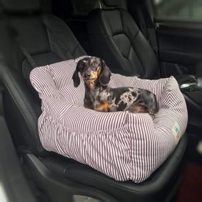 img 3 attached to Convenient and Safe Travel Companion: Dog Car Bed with Storage Pocket, Safety Leash, and Washable Cover for Small Dogs