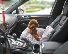 img 2 attached to Convenient and Safe Travel Companion: Dog Car Bed with Storage Pocket, Safety Leash, and Washable Cover for Small Dogs