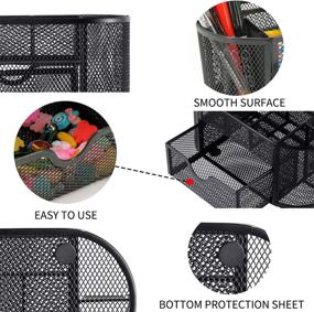 img 1 attached to 🖥️ Улучшите свое рабочее пространство с органайзером для стола Soffiya Black - 9 отделов и ящик для ручек, карандашей и линеек.