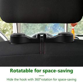 img 1 attached to 🚗 Kribin Car Headrest Hooks 4 Pack - Upgraded Locking Design for Universal Vehicle Organizer - Car Back Seat Headrest Hanger Holder for Bag, Purse, Cloth, Grocery - Black