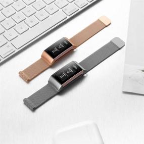 img 4 attached to SINPY Replacement Band for Fitbit Charge 4 - 2-Pack Metal Magnetic Watchband, Rose Gold/Gun Color: Men/Women
