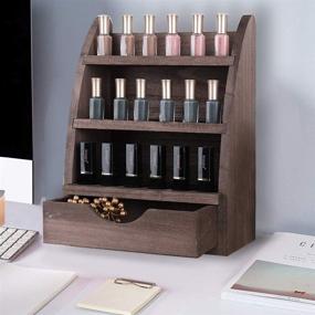 img 1 attached to 🌳 Wooden 45-Slot Essential Oils Organizer Storage Rack - Nail Polish Display Holder for 10/15/20/30ml Bottles in Espresso