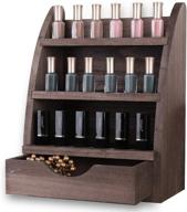 🌳 wooden 45-slot essential oils organizer storage rack - nail polish display holder for 10/15/20/30ml bottles in espresso logo