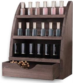 img 4 attached to 🌳 Wooden 45-Slot Essential Oils Organizer Storage Rack - Nail Polish Display Holder for 10/15/20/30ml Bottles in Espresso