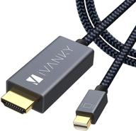 ivanky 10ft mini displayport to hdmi cable - nylon braided, aluminum shell - compatible with macbook air/pro, surface pro/dock, monitor, projector, and more - space grey logo