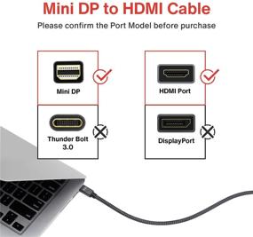 img 2 attached to iVANKY 10ft Mini Displayport to HDMI Cable - Nylon Braided, Aluminum Shell - Compatible with MacBook Air/Pro, Surface Pro/Dock, Monitor, Projector, and More - Space Grey