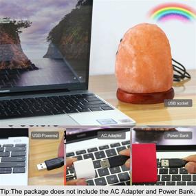 img 2 attached to Pursalt Himalayan 8 Colors Changing Salt Lamp Night Light with Natural Crystal Pink Salt Rock for Air Purifying, Home Décor, and Gifts - USB Mini Small Salt Lamp, LED Bulb, Hand Carved Taly Wood Base