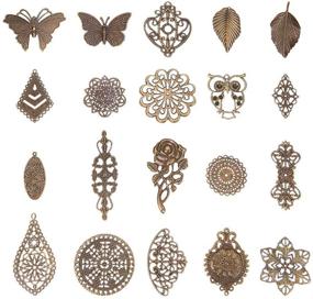 img 4 attached to 🔗 PH PandaHall 120pcs Antique Bronze Filigree Connectors Charms: Perfect for DIY Hairpin, Earring & Jewelry Making