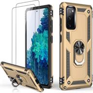 📱 lumarke samsung s20 fe case with screen protector,passes 16ft drop test military grade heavy duty cover with magnetic kickstand for car mount,protective phone case for samsung galaxy s20 fe - gold logo