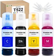 🖨️ seogol t522 refill ink bottles kits: compatible with epson ecotank et-2720 & et-4700 printers, 4 color pack (black, cyan, magenta, yellow) – high definition quality logo