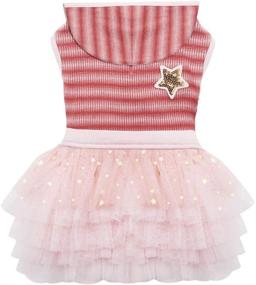 img 4 attached to 👗 KYEESE Dog Sweater Dress with Leash Hole - Princess Dog Dresses featuring Star Print