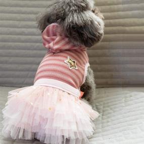 img 2 attached to 👗 KYEESE Dog Sweater Dress with Leash Hole - Princess Dog Dresses featuring Star Print