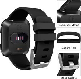 img 2 attached to 📱 Набор силиконовых ремешков Fitbit Versa 2 & Versa & Versa Lite & Versa SE (3 шт.), Заменяемые браслеты для женщин и мужчин (размер L: 7.1''-8.7'', черный+белый+серый)