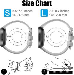 img 1 attached to 📱 Набор силиконовых ремешков Fitbit Versa 2 & Versa & Versa Lite & Versa SE (3 шт.), Заменяемые браслеты для женщин и мужчин (размер L: 7.1''-8.7'', черный+белый+серый)