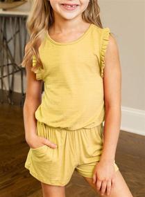 img 3 attached to Sidefeel Girls' Clothing: Stylish Romper Ruffle Jumpsuit with Pockets in Jumpsuits & Rompers