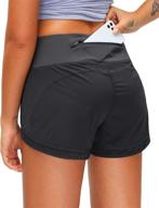 🏃 quick-dry women's running shorts with 3-inch zipper pocket - ideal workout & athletic gym shorts for women логотип