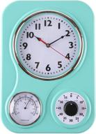 🕒 lily's home retro kitchen wall clock with thermometer and 60-minute timer - perfect for any kitchen, turquoise (9.5 in x 13.3 in) logo