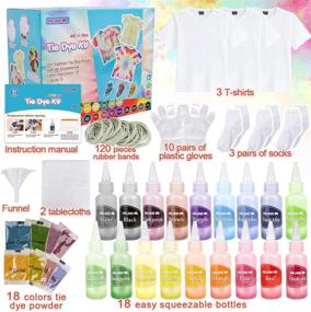 img 2 attached to 🎨 Meland Tie Dye Kit - 18 Colors All-in-1 DIY Set with 3 White T-Shirts | Perfect Tie Dye Craft for Kids & Adults | Ideal Party Group Activity | Unique Birthday and Christmas Gifts for Girls & Boys